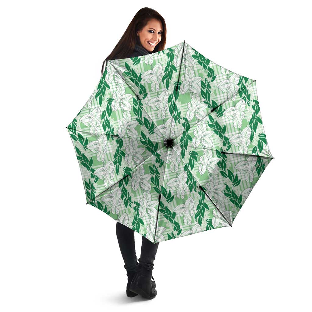 Hawaii Ti Leaf Maile Tuberose Lei Umbrella With Hanalei Leaf Green