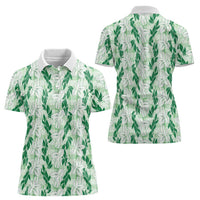 Hawaii Ti Leaf Maile Tuberose Lei Women Polo Shirt With Hanalei Leaf Green