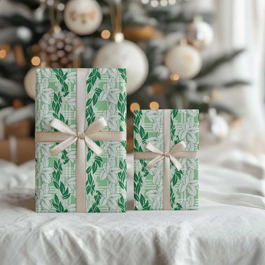 Hawaii Ti Leaf Maile Tuberose Lei Wrapping Paper With Hanalei Leaf Green
