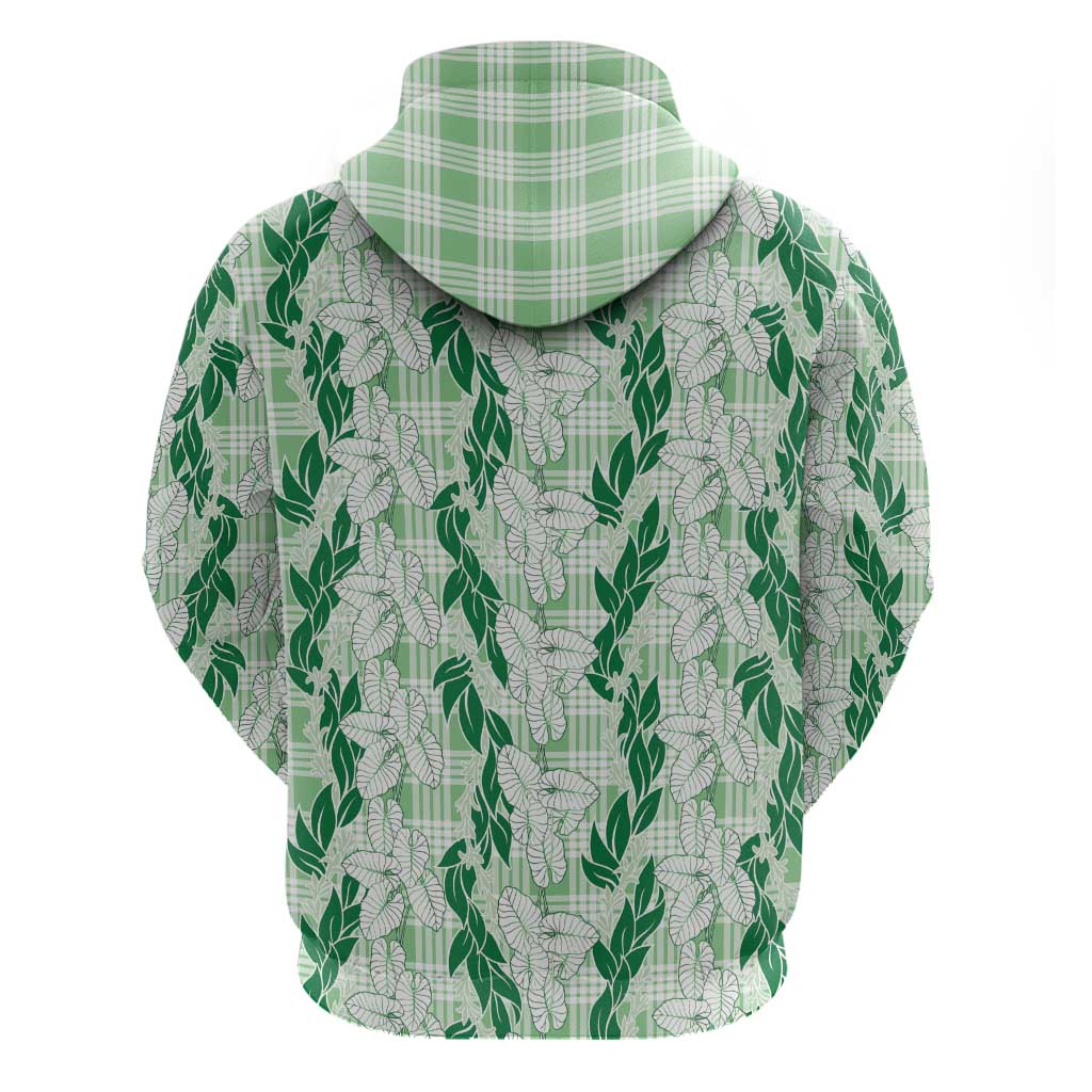 Hawaii Ti Leaf Maile Tuberose Lei Zip Hoodie With Hanalei Leaf Green