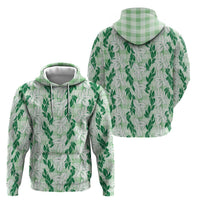 Hawaii Ti Leaf Maile Tuberose Lei Zip Hoodie With Hanalei Leaf Green
