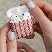 Hawaii Ti Leaf Maile Tuberose Lei AirPods Case With Hanalei Leaf Red