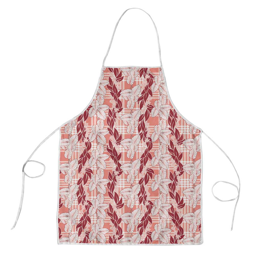 Hawaii Ti Leaf Maile Tuberose Lei Apron With Hanalei Leaf Red