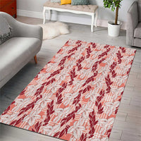 Hawaii Ti Leaf Maile Tuberose Lei Area Rug With Hanalei Leaf Red