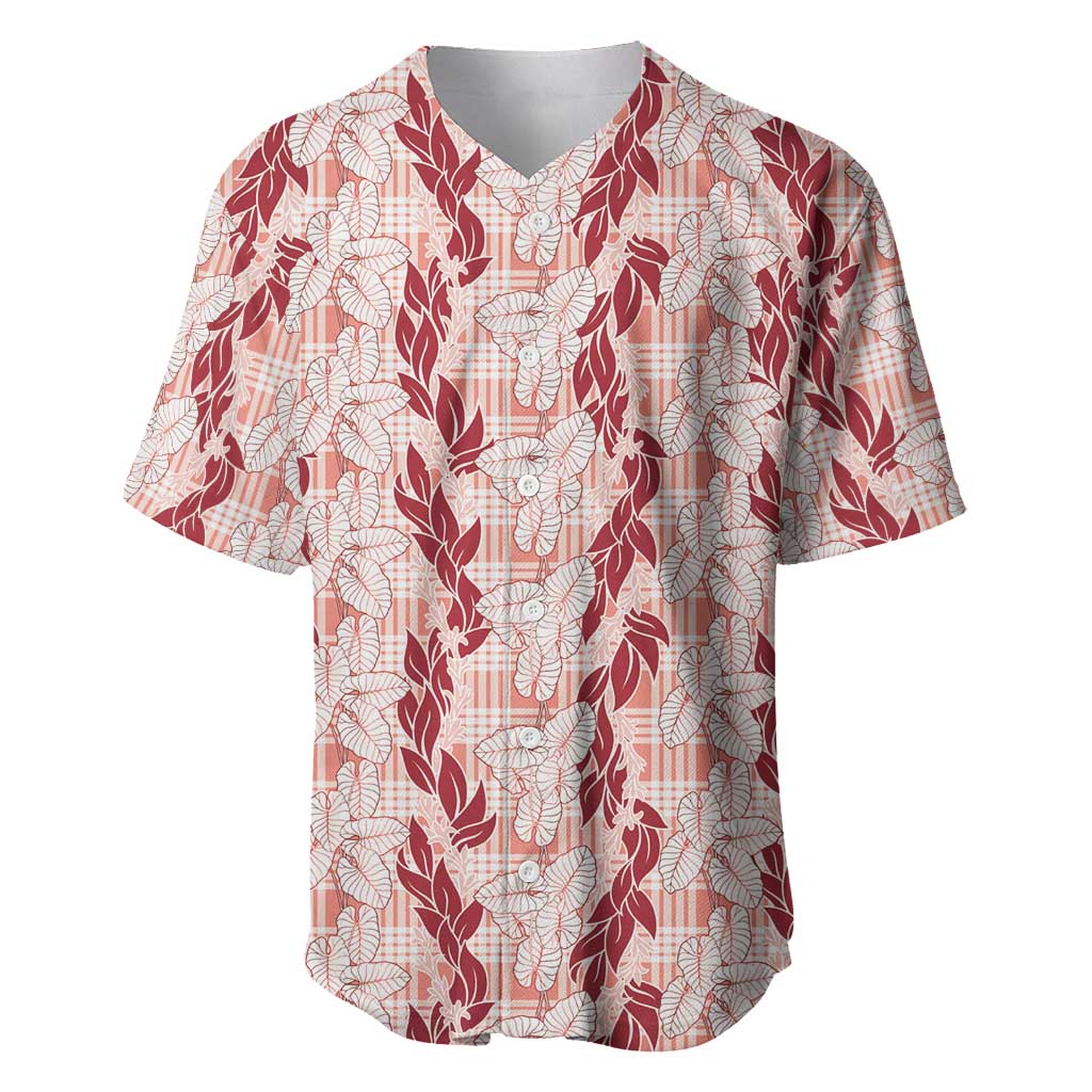 Hawaii Ti Leaf Maile Tuberose Lei Baseball Jersey With Hanalei Leaf Red