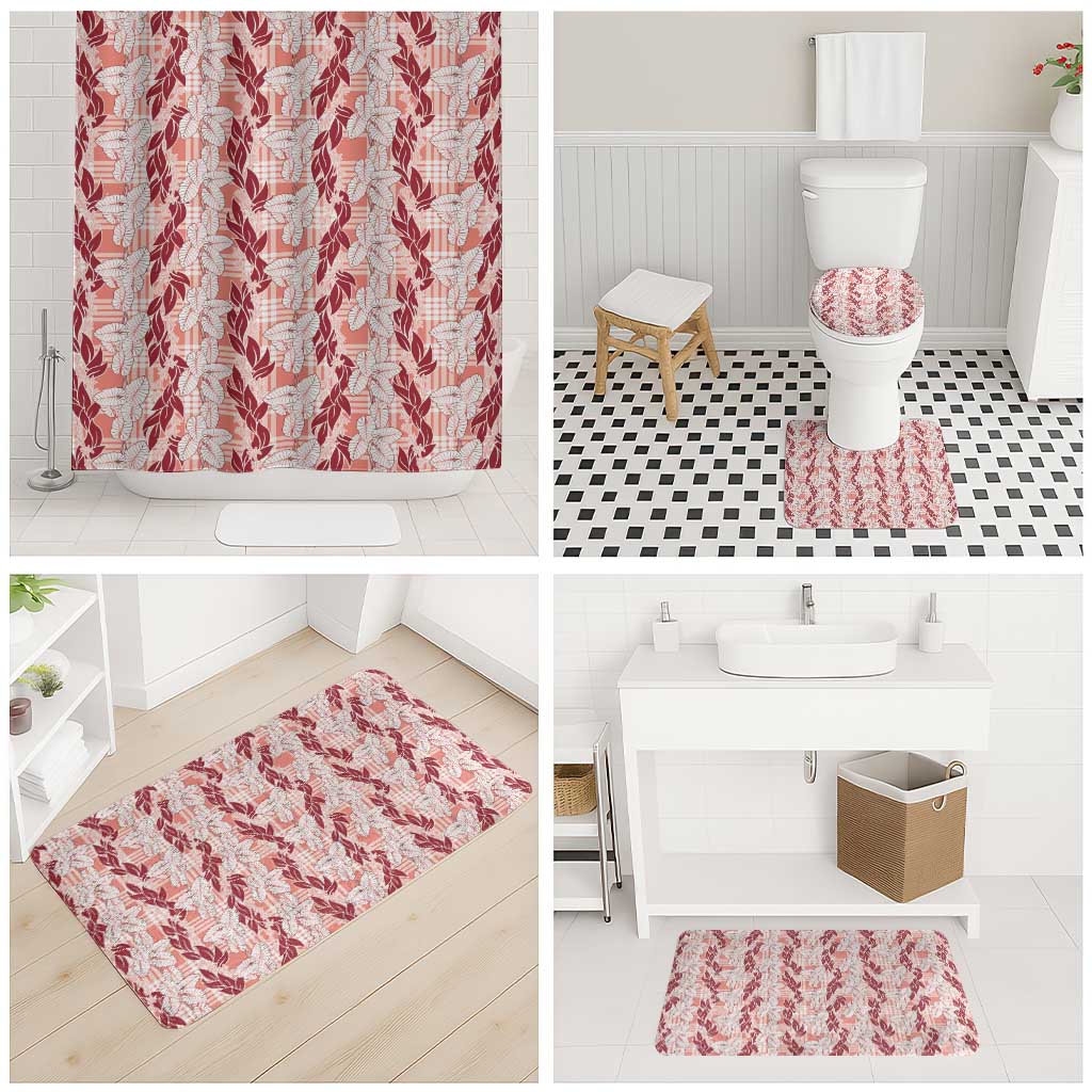 Hawaii Ti Leaf Maile Tuberose Lei Bathroom Set With Hanalei Leaf Red