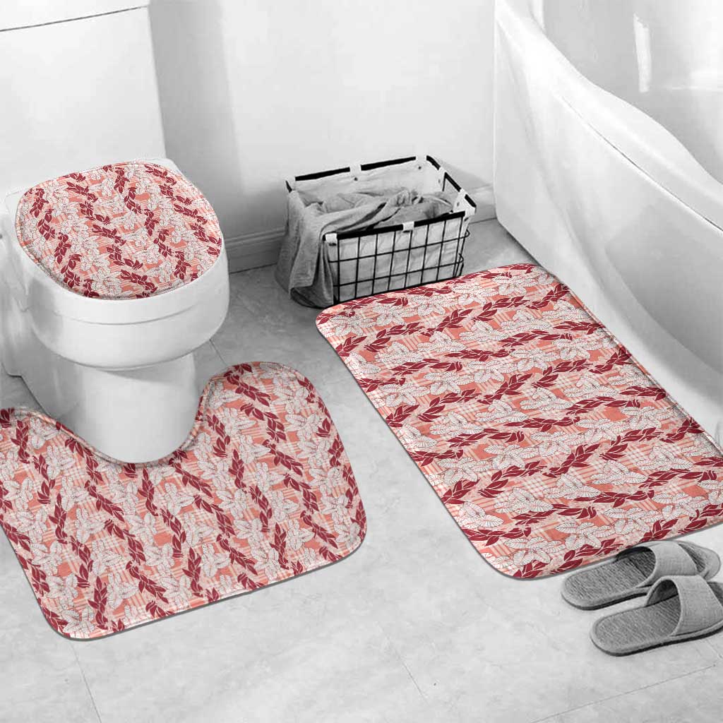 Hawaii Ti Leaf Maile Tuberose Lei Bathroom Set With Hanalei Leaf Red