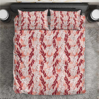 Hawaii Ti Leaf Maile Tuberose Lei Bedding Set With Hanalei Leaf Red