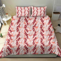 Hawaii Ti Leaf Maile Tuberose Lei Bedding Set With Hanalei Leaf Red