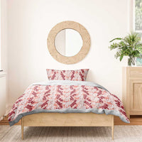 Hawaii Ti Leaf Maile Tuberose Lei Bedding Set With Hanalei Leaf Red
