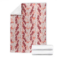 Hawaii Ti Leaf Maile Tuberose Lei Blanket With Hanalei Leaf Red