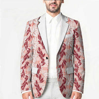Hawaii Ti Leaf Maile Tuberose Lei Blazer With Hanalei Leaf Red