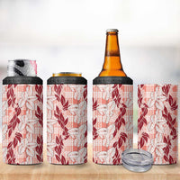 Hawaii Ti Leaf Maile Tuberose Lei 4 in 1 Can Cooler Tumbler With Hanalei Leaf Red