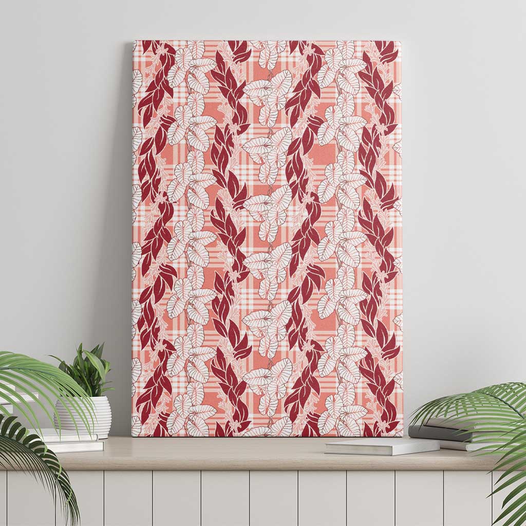 Hawaii Ti Leaf Maile Tuberose Lei Canvas Wall Art With Hanalei Leaf Red
