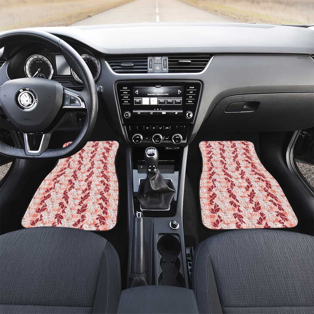 Hawaii Ti Leaf Maile Tuberose Lei Car Mats With Hanalei Leaf Red