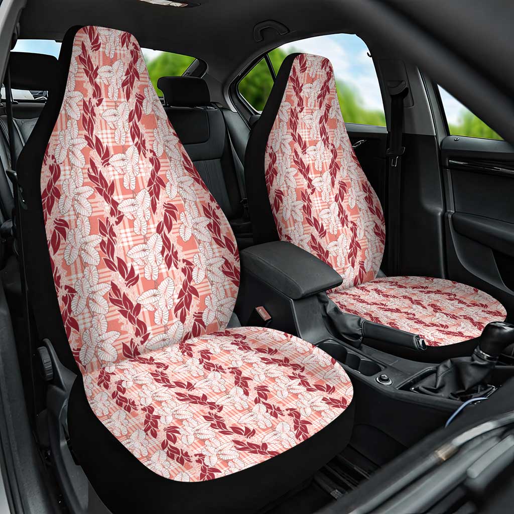 Hawaii Ti Leaf Maile Tuberose Lei Car Seat Cover With Hanalei Leaf Red
