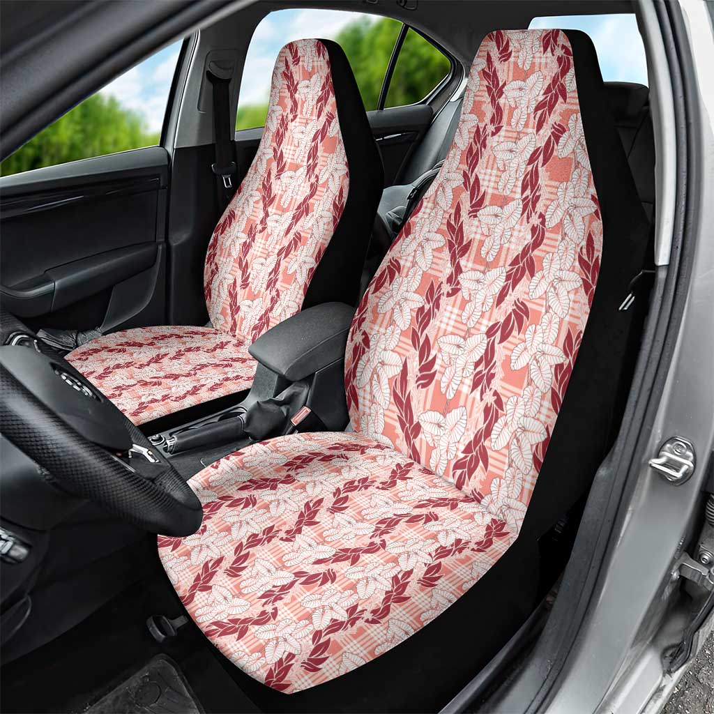 Hawaii Ti Leaf Maile Tuberose Lei Car Seat Cover With Hanalei Leaf Red