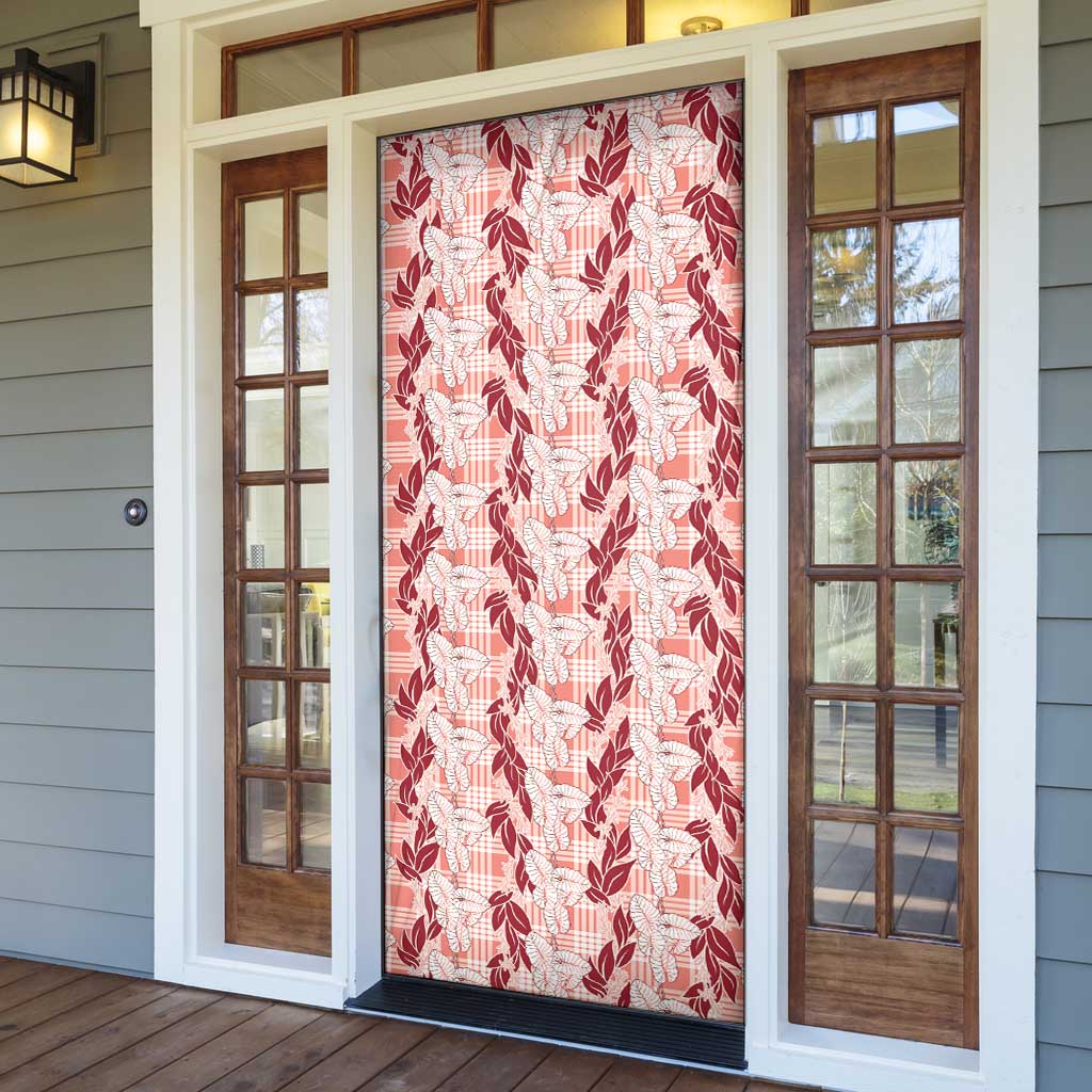 Hawaii Ti Leaf Maile Tuberose Lei Door Cover With Hanalei Leaf Red