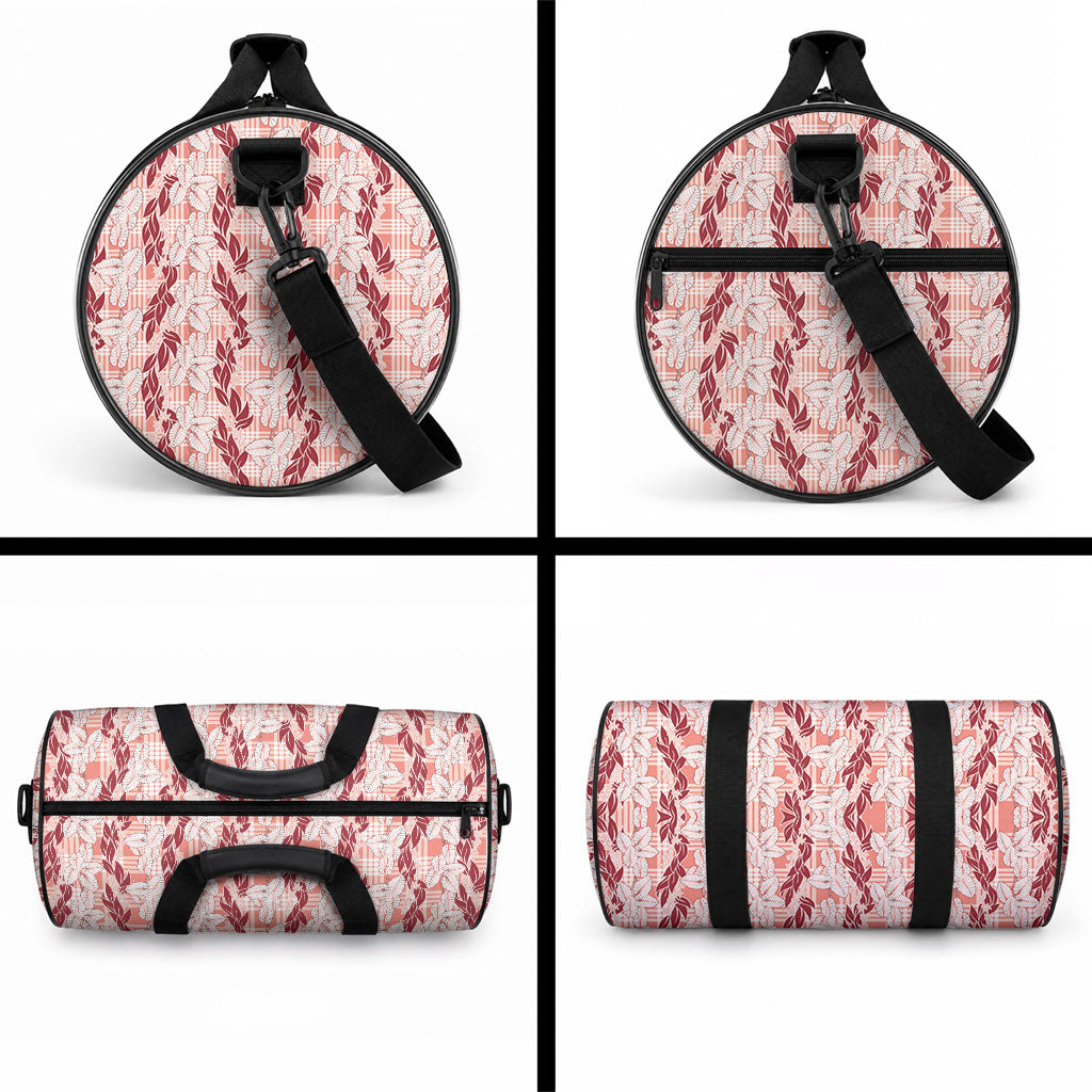 Hawaii Ti Leaf Maile Tuberose Lei Duffle Bag With Hanalei Leaf Red LT05 - Polynesian Pride