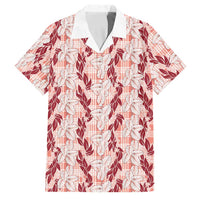 Hawaii Ti Leaf Maile Tuberose Lei Family Matching Off Shoulder Short Dress and Hawaiian Shirt With Hanalei Leaf Red LT05 Dad's Shirt - Short Sleeve Red - Polynesian Pride