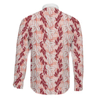 Hawaii Ti Leaf Maile Tuberose Lei Family Matching Off Shoulder Short Dress and Hawaiian Shirt With Hanalei Leaf Red LT05 - Polynesian Pride