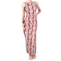 Hawaii Ti Leaf Maile Tuberose Lei Family Matching Tank Maxi Dress and Hawaiian Shirt With Hanalei Leaf Red