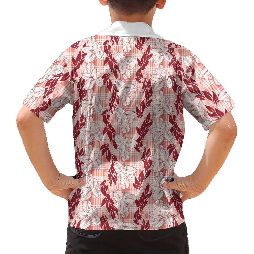 Hawaii Ti Leaf Maile Tuberose Lei Hawaiian Shirt With Hanalei Leaf Red