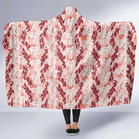 Hawaii Ti Leaf Maile Tuberose Lei Hooded Blanket With Hanalei Leaf Red