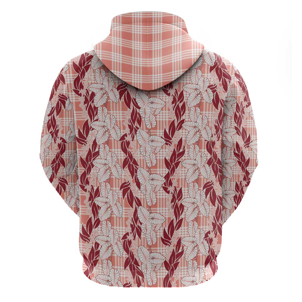 Hawaii Ti Leaf Maile Tuberose Lei Hoodie With Hanalei Leaf Red