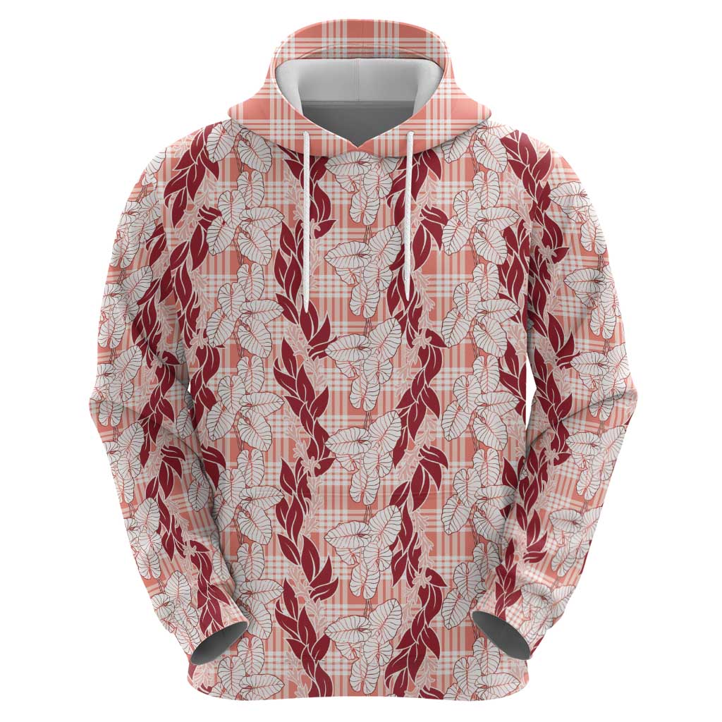 Hawaii Ti Leaf Maile Tuberose Lei Hoodie With Hanalei Leaf Red