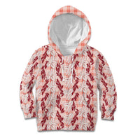 Hawaii Ti Leaf Maile Tuberose Lei Kid Hoodie With Hanalei Leaf Red