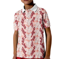 Hawaii Ti Leaf Maile Tuberose Lei Kid Polo Shirt With Hanalei Leaf Red
