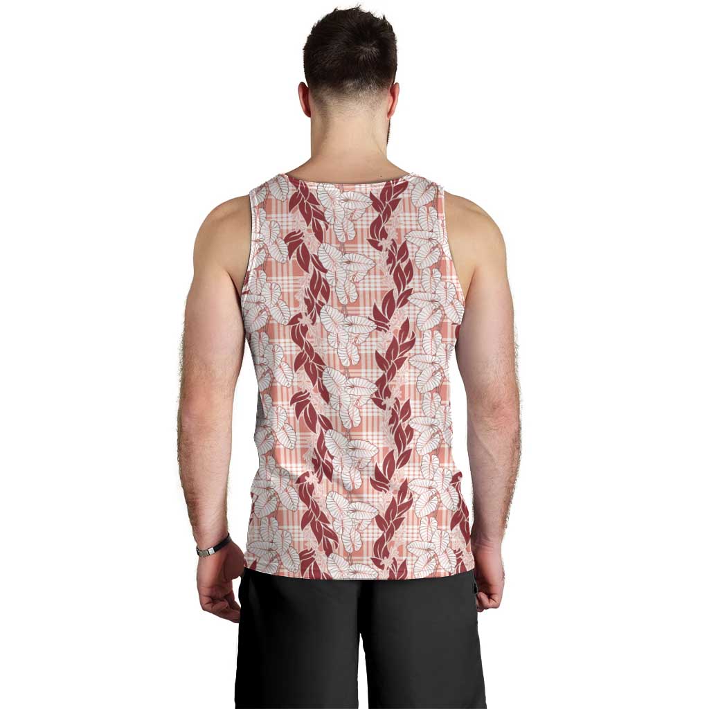 Hawaii Ti Leaf Maile Tuberose Lei Men Tank Top With Hanalei Leaf Red