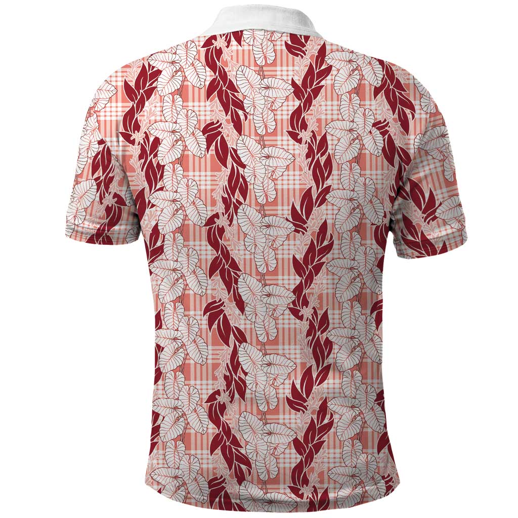 Hawaii Ti Leaf Maile Tuberose Lei Polo Shirt With Hanalei Leaf Red