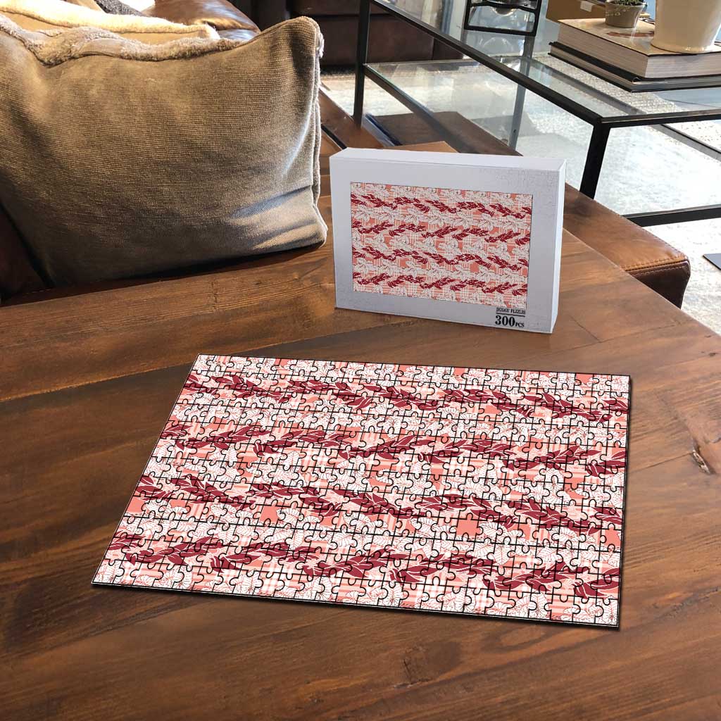 Hawaii Ti Leaf Maile Tuberose Lei Puzzle With Hanalei Leaf Red