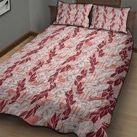 Hawaii Ti Leaf Maile Tuberose Lei Quilt Bed Set With Hanalei Leaf Red