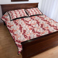 Hawaii Ti Leaf Maile Tuberose Lei Quilt Bed Set With Hanalei Leaf Red