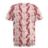 Hawaii Ti Leaf Maile Tuberose Lei Rugby Jersey With Hanalei Leaf Red