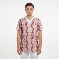 Hawaii Ti Leaf Maile Tuberose Lei Scrub Top With Hanalei Leaf Red