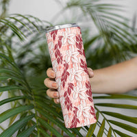 Hawaii Ti Leaf Maile Tuberose Lei Skinny Tumbler With Hanalei Leaf Red
