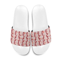 Hawaii Ti Leaf Maile Tuberose Lei Slide Sandals With Hanalei Leaf Red