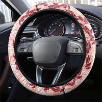 Hawaii Ti Leaf Maile Tuberose Lei Steering Wheel Cover With Hanalei Leaf Red