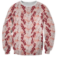 Hawaii Ti Leaf Maile Tuberose Lei Sweatshirt With Hanalei Leaf Red