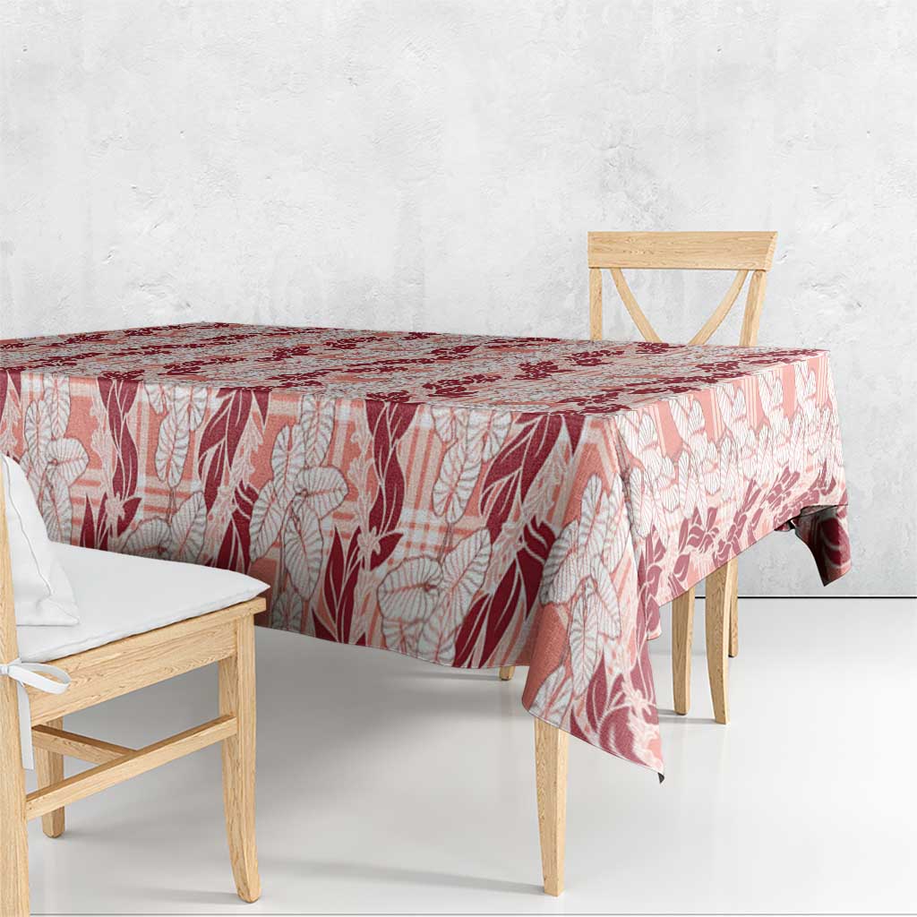 Hawaii Ti Leaf Maile Tuberose Lei Tablecloth With Hanalei Leaf Red