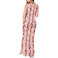 Hawaii Ti Leaf Maile Tuberose Lei Tank Maxi Dress With Hanalei Leaf Red