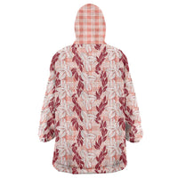 Hawaii Ti Leaf Maile Tuberose Lei Wearable Blanket Hoodie With Hanalei Leaf Red