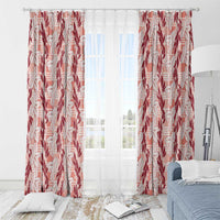 Hawaii Ti Leaf Maile Tuberose Lei Window Curtain With Hanalei Leaf Red