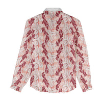 Hawaii Ti Leaf Maile Tuberose Lei Women Casual Shirt With Hanalei Leaf Red