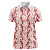 Hawaii Ti Leaf Maile Tuberose Lei Women Polo Shirt With Hanalei Leaf Red