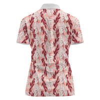 Hawaii Ti Leaf Maile Tuberose Lei Women Polo Shirt With Hanalei Leaf Red